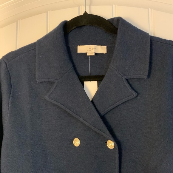 Loft Navy Double-Breasted Women's Sweater Jacket NWT - Picture 3 of 6